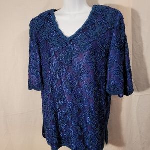 New Trends Heavy Beaded Blue Blouse